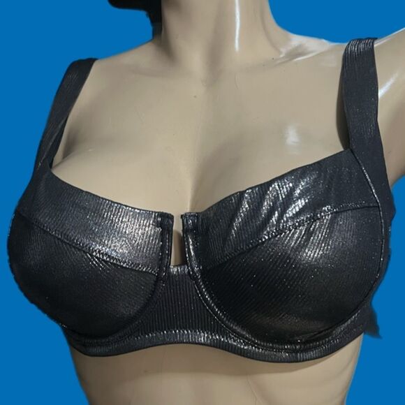 Victorias Secret Swim Full Coverage Unlined Lace up back Bikini Top gray 36DD - Picture 3 of 4